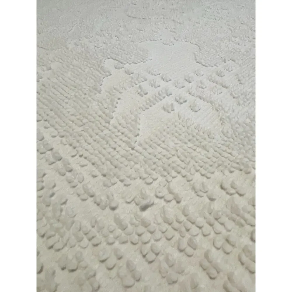Vintage Chenille Bedspread Blanket Fringe White Cotton Cottage 120